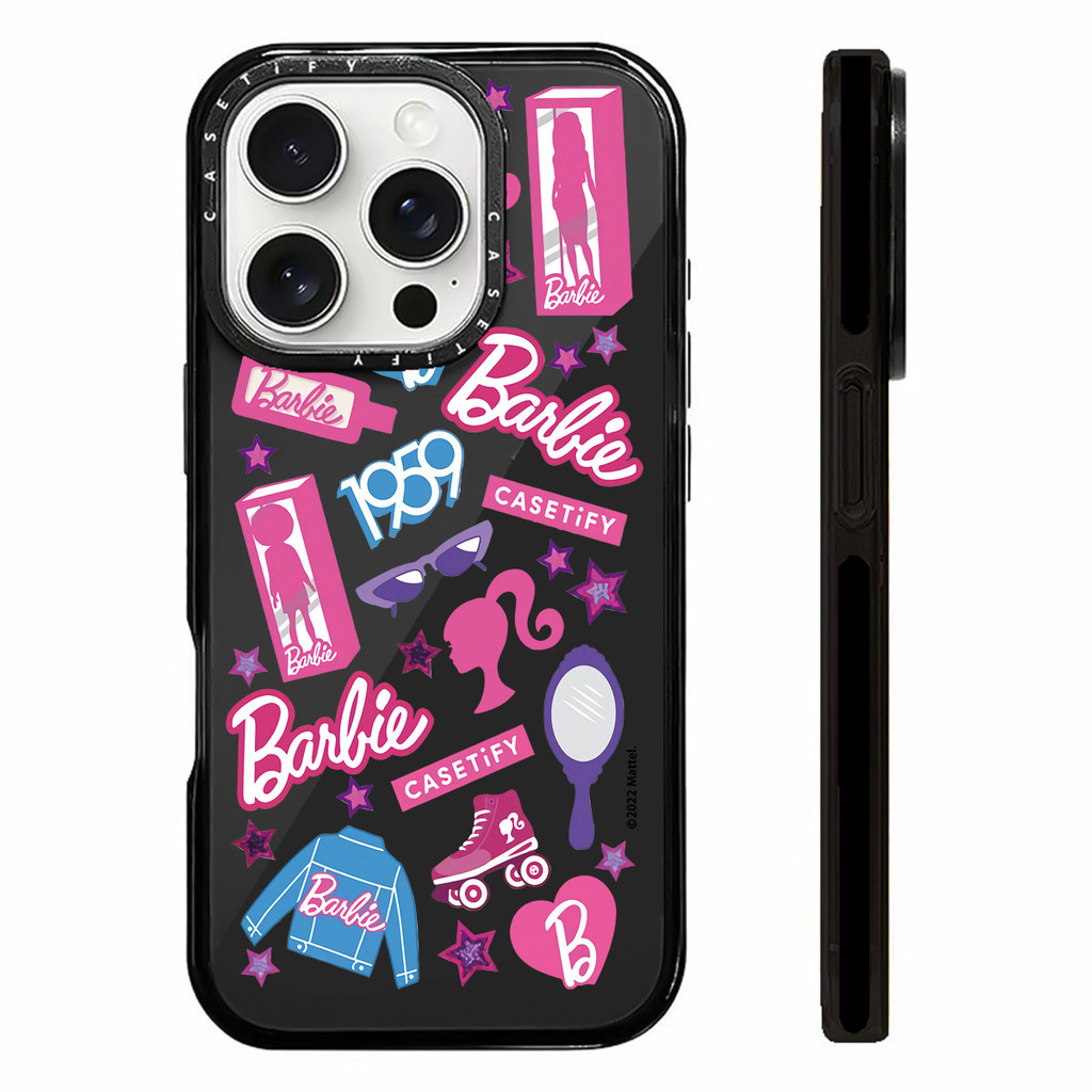 Pink Starตุ๊กตาบาร์บี้สติกเกอร์สําหรับIPhone 11 14 15 16 Pro Max 12 13 Mini Cover X XR XS MaxซิลิโคนกันชนใสSE 2022 6 7 8 Plusปลอกกันกระแทก