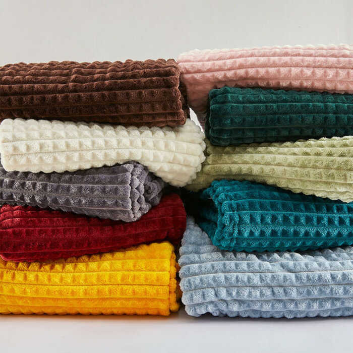Checkered Corn Coral Fleece Solid Color Portable And Breathable In Warm Flannel Fabric Blanket Fo
