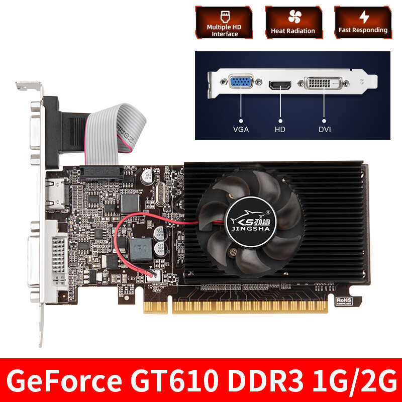 การ์ดจอ 3 GT610 1G / 2G PCIE X16 2.0 NVIDIA GeForce GT610 DDR3 การ์ดจอ VGA HD DVI 6