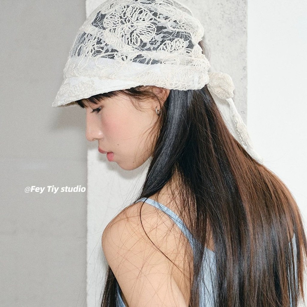 Shanmieleng ลูกไม้ Bow Laced-Up Newsboy หมวกหญิง Hollow บาง Baotou หมวกหมวก Beret หมวก