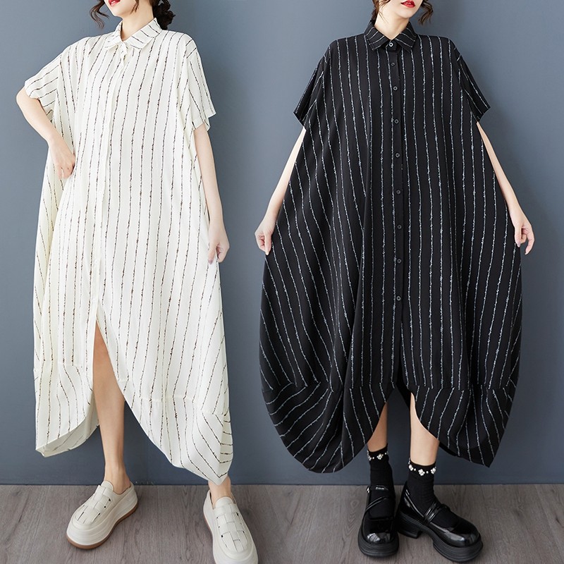 Ladivi Plus ขนาดแฟชั่นพิมพ์ผู้หญิงชุดลําลองหลวมขนาดใหญ่ฤดูร้อนใหม่เสื้อคลุมยาว 5238 C018