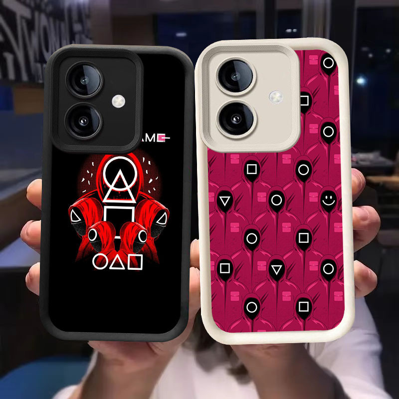 O-46 ปลอกเกมปลาหมึกสําหรับ OPPO A3 A3X A5 Pro 5G สีดําและสีขาว