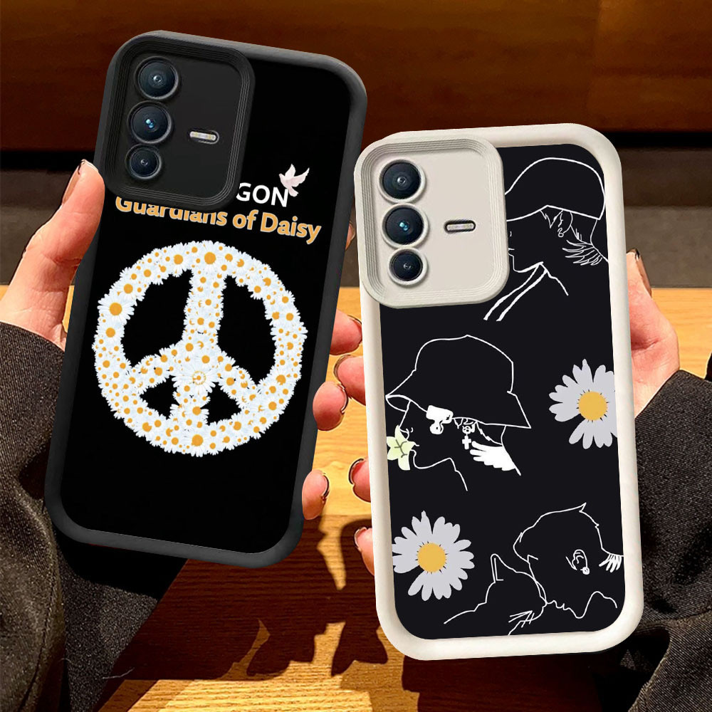 O-23 ปลอก Peaceminusone สําหรับ VIVO V23E Y75 V23 Y200 5G สีดําและสีขาว