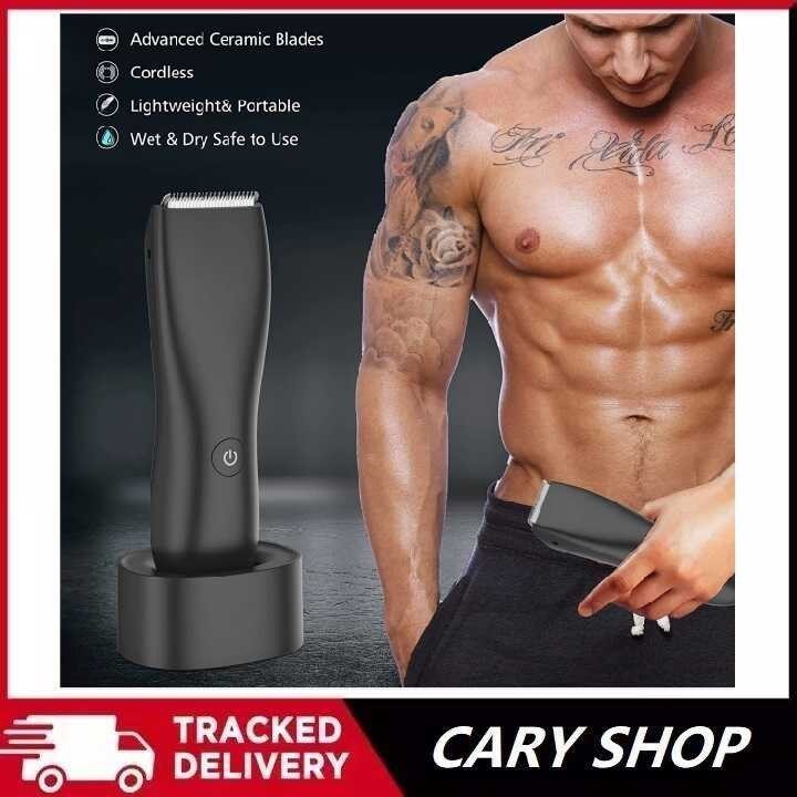 Pubic Trimmer Men Electric Groin & Shaver For Balls Body Hair Clipper With Charging Dock Waterp