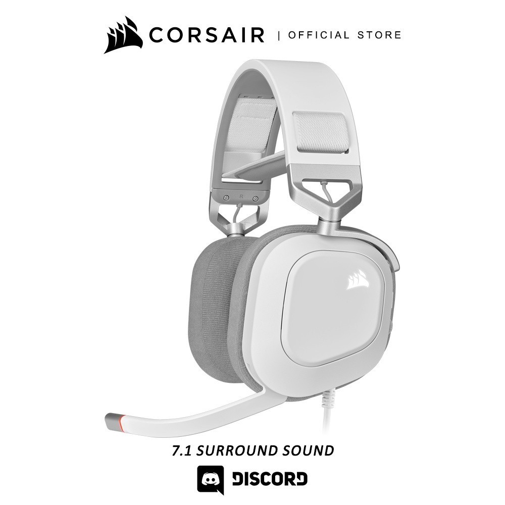 CORSAIR Headset HS80 RGB USB Wired Gaming Headset   White