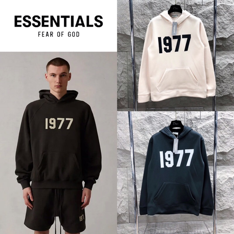 ♞,♘เสื้อสเวตเตอร์ฮู้ดดี้ Fear of God Essentials 1977 Hoodie Iron frgy