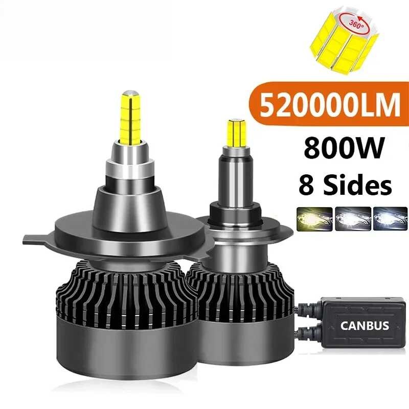 ி แผงหน้าปัด 520000Lm 800W H4 H11 360 Canbus 9012 Hir2 H7 H1 H3 H8 D1s D2s 9005 Hb4 90