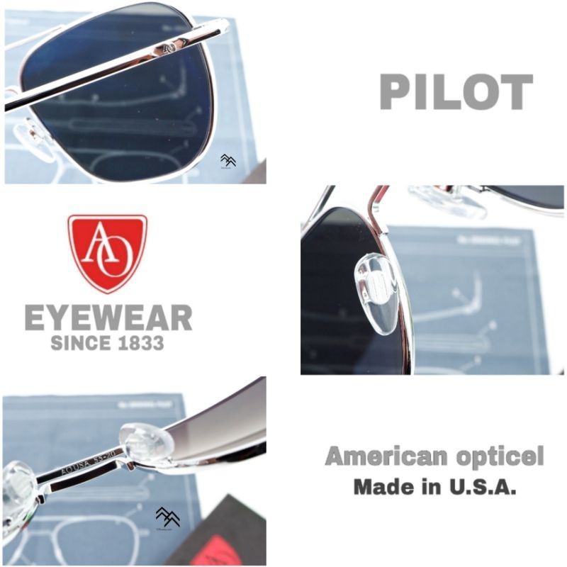 ,แว่นตาAO รุ่น pilot ตัวใหม่ ของแท้ Made in USA.ตัวแทนจำหน่ายในประเทศอย่างเป็นทางการ รับประกันสิน