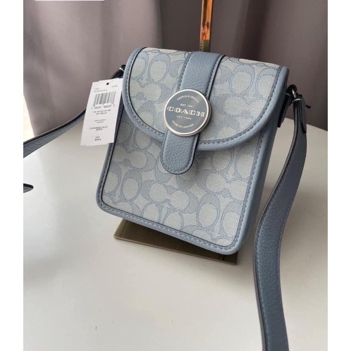 ♞,♘ พร้อมส่ง 3สีคะ Coach NORTH SOUTH LONNIE CROSSBODY IN SIGNATURE JACQUARD (COACH C8321) uie