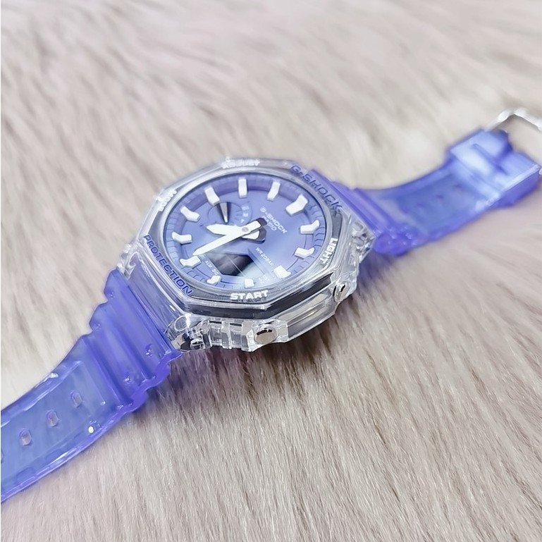 Casi*o G-SHOCK GA-2100HC-2AJF นาฬิกาสปอร์ตสายสีน้ําเงินซีรีส์โปร่งใสเป็น unisex นาฬิกากันน้ํา ที698