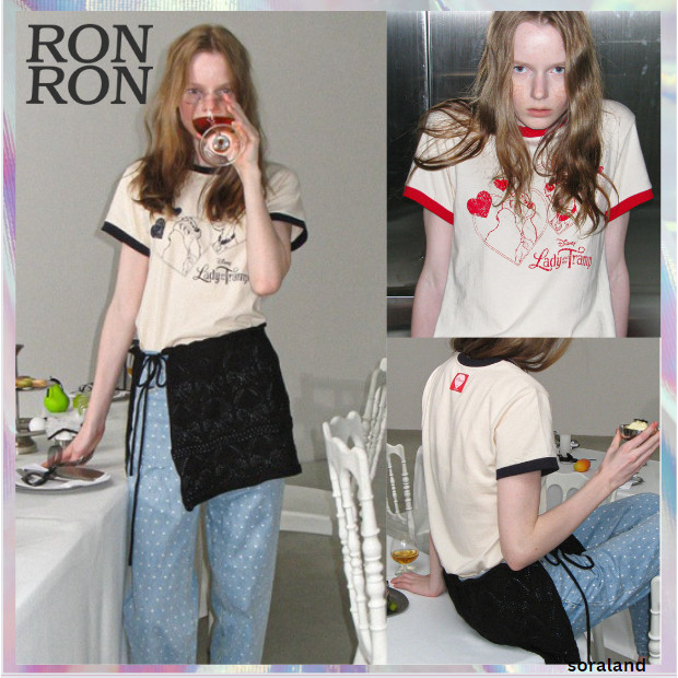 ♞,♘,♙[RONRON] Ringer LADY AND THE TRAMP SHORT T SHIRT 2 สี utid