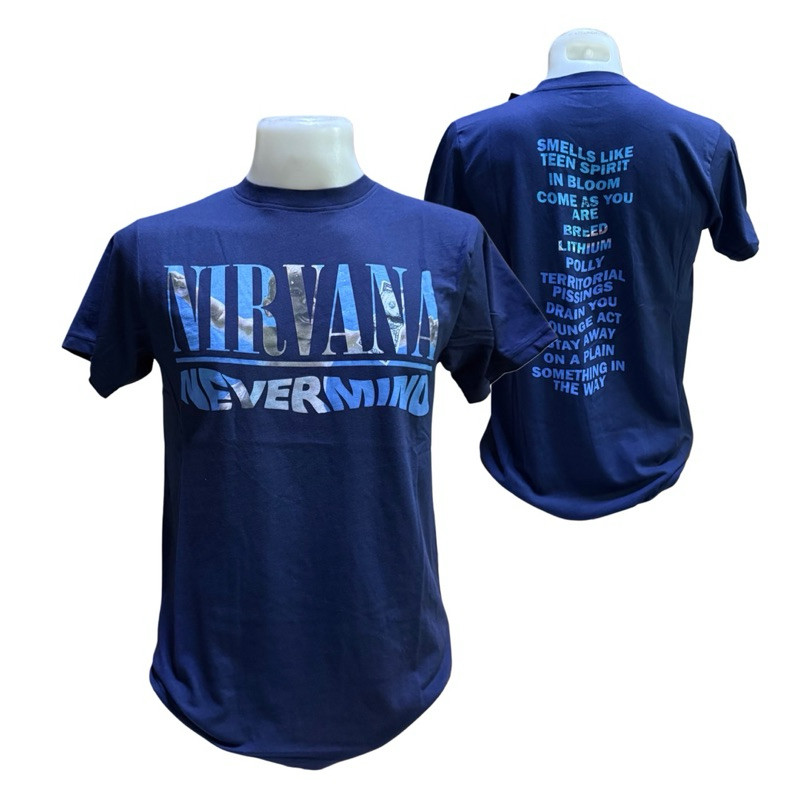 ♞,♘,♙เสื้อวงดนตรี NIRVANA T-SHIRT ลาย NEVERMIND (NAVY BLUE) (2022) ลิขสิทธิ์ของแท้ UK KXS