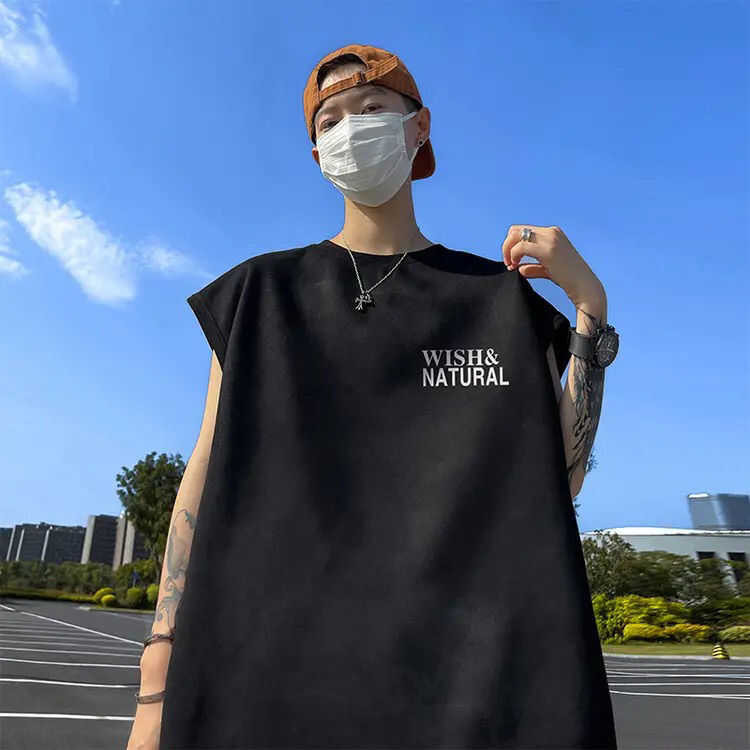 ி สไตล์อเมริกัน Faux Suede Vest ผู้ชายฤดูร้อนแบรนด์แฟชั่น