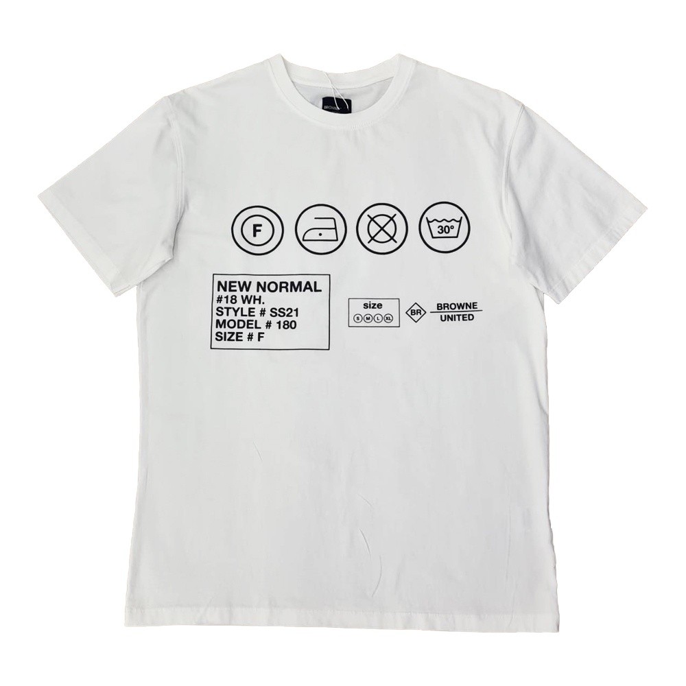 BROWNE & CO. เสื้อยืด คอตตอน สีขาว CARE LABEL รุ่น BKC020-1-WH