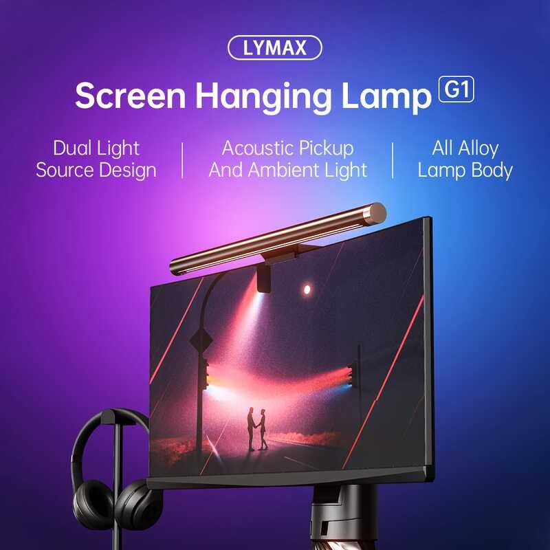 LYMAX 🍀 Colorful Screen Hanging Lamp G1 With Musical High Color Reproduction Protection PC Com