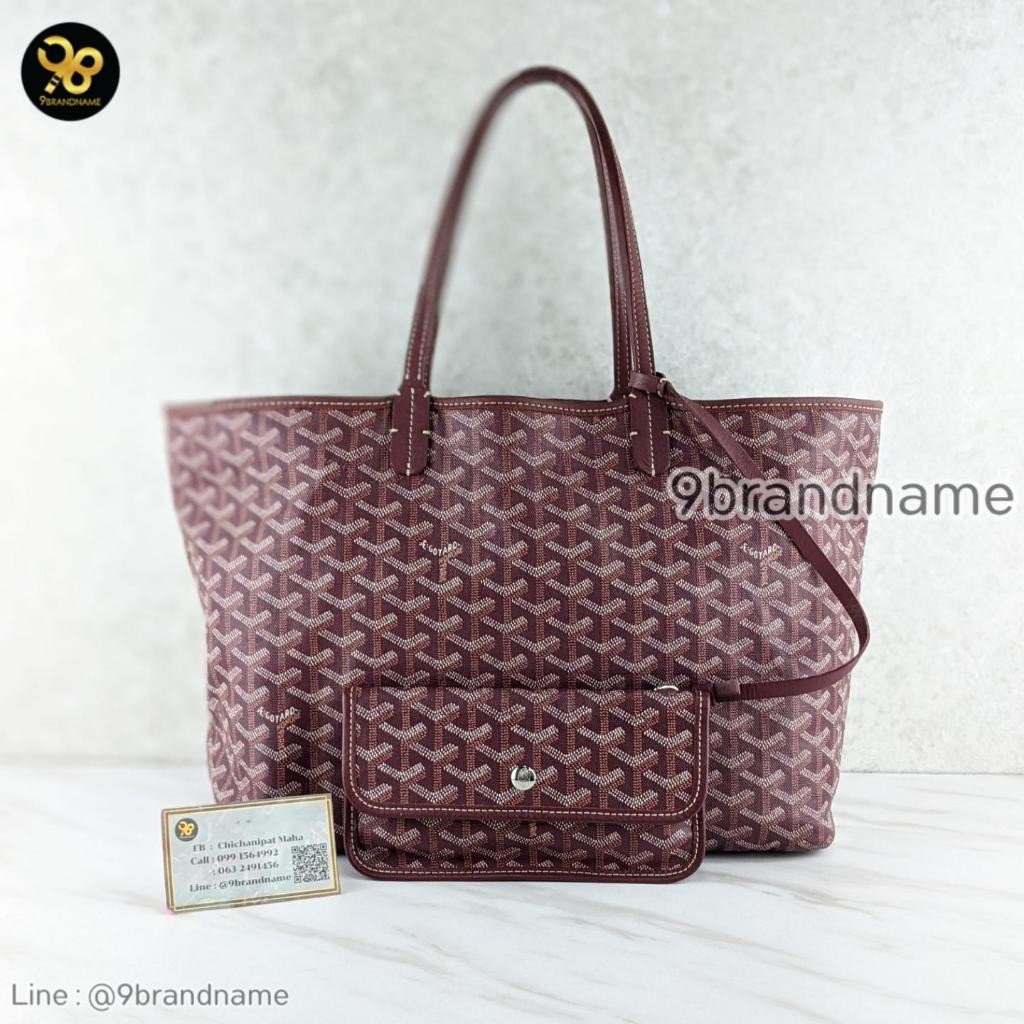 Goyard	Saint Louis PM Bag In Goyardine Canvas-Chevroches Calfskin Burgundy มือสอง ก่อนสั่งซื้อทักแช