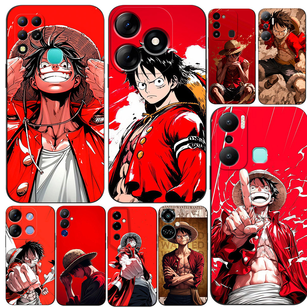 สําหรับ TECNO POVA NEO 2 NEO 5G LE6J 4 PRO LG8N ฝาครอบโทรศัพท์สีแดงลูฟี่