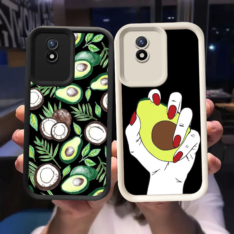 O-57 เคสอะโวคาโดสําหรับ VIVO Y02t Y02 V30 Y02a V30E Pro 5G สีดําและสีขาว