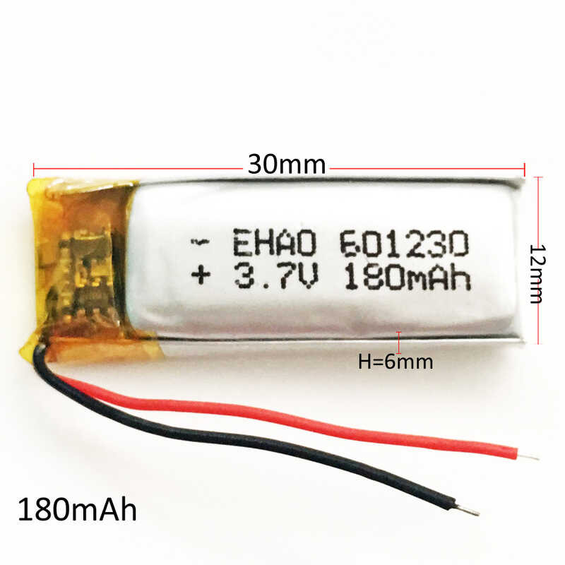 Δ 10 ชิ้น 3.7V 180Mah 601230 Li-Polymer Li-Po แบตเตอรี่แบบชาร์จไฟสำห