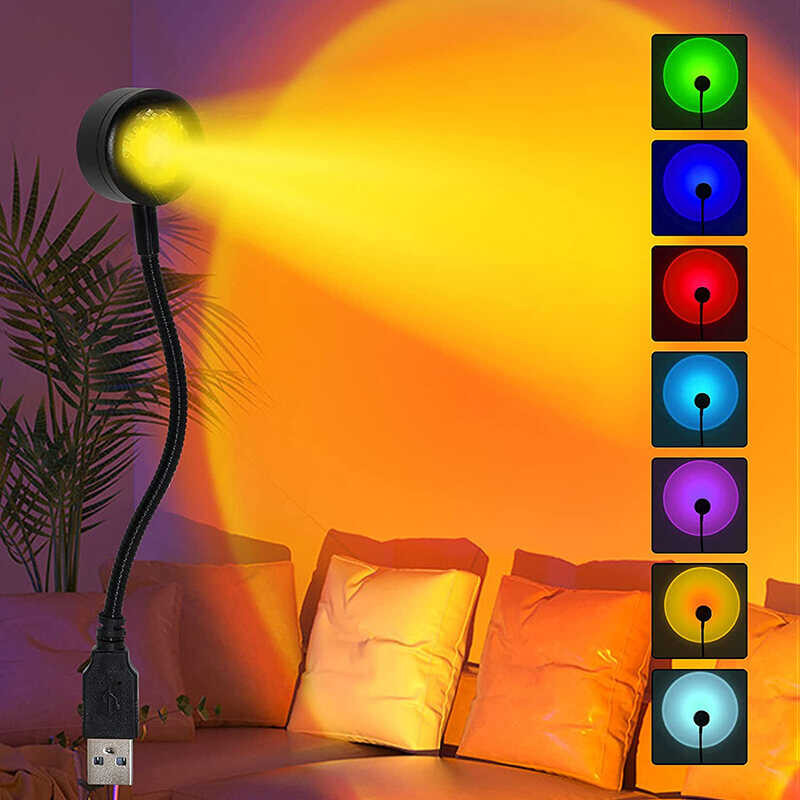 [Timmo 🍀 House]Usb Sunset Projector Tiktok Atmosphere Lamp Romantic LED Night For Bedroom Coff