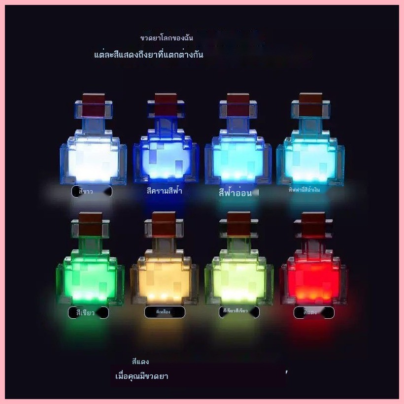 MC Minecraft อุปกรณ์ต่อพ่วงไฟฉายเปลี่ยนสีขวด Ore Night Light ชาร์จไฟฉายสามารถ Hung บน Wall ของเล่นรุ