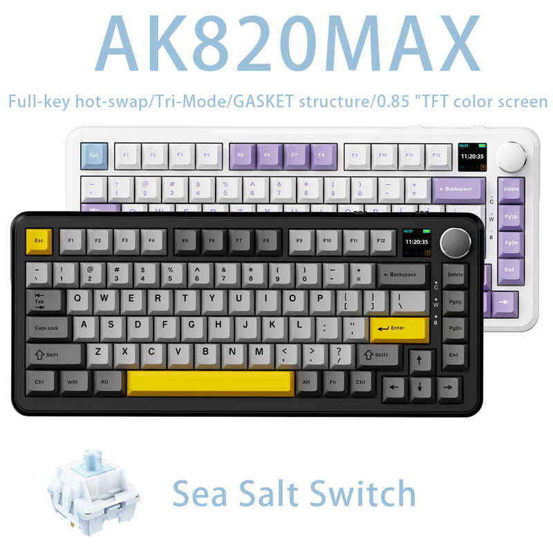 AZZ AK820 3 MAX Wireless Full Key Hot Plug BT5.0 / 2.4G / USB-C แป้นพิมพ์เกมมิ่ง