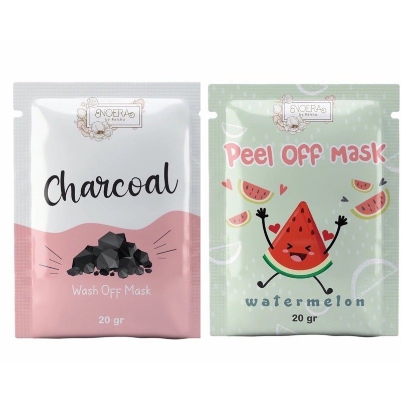 ในสต็อก Noera Wash Off Mask Charcoal/Noera Peel Off Mask Watermelon