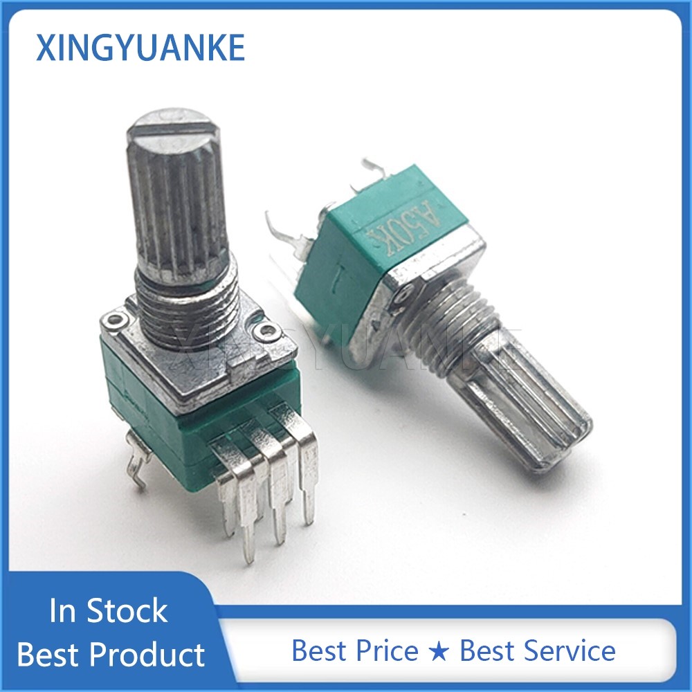 3 ชิ้น/ล็อต RK097G 097 ประเภทคู่แนวตั้ง Bent เท้า 6Pin A50K A503 Volume Audio ปรับ Potentiometer ดอกไม้เพลาความยาว 15 มม.