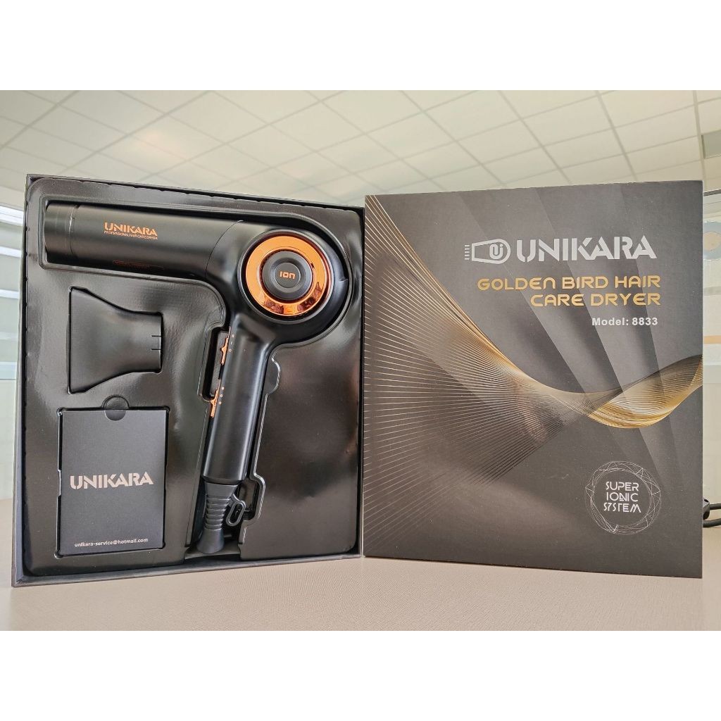 ไดร์เป่าผม UNIKARA  IONIC รุ่น 8833 ไดร์เป่าผมสไตล์เกาหลี เสียงเบา ลมแรง 1875W