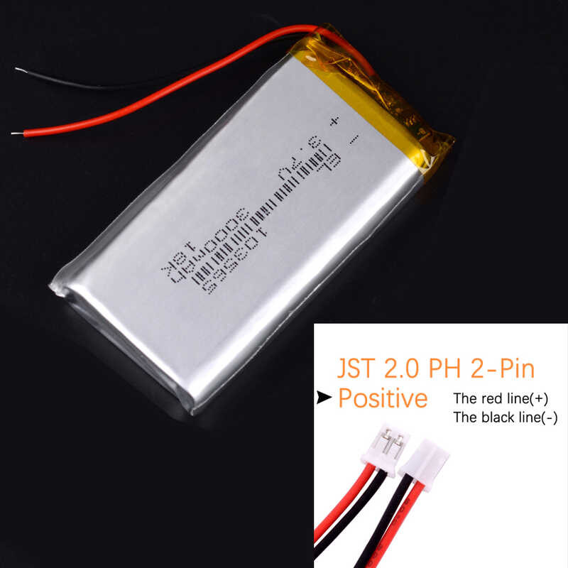 Δ 103665 แบตเตอรี่ลิเธียมโพลิเมอร์ 3.7V 3000Mah Jst PH 2.0 มม. ปล