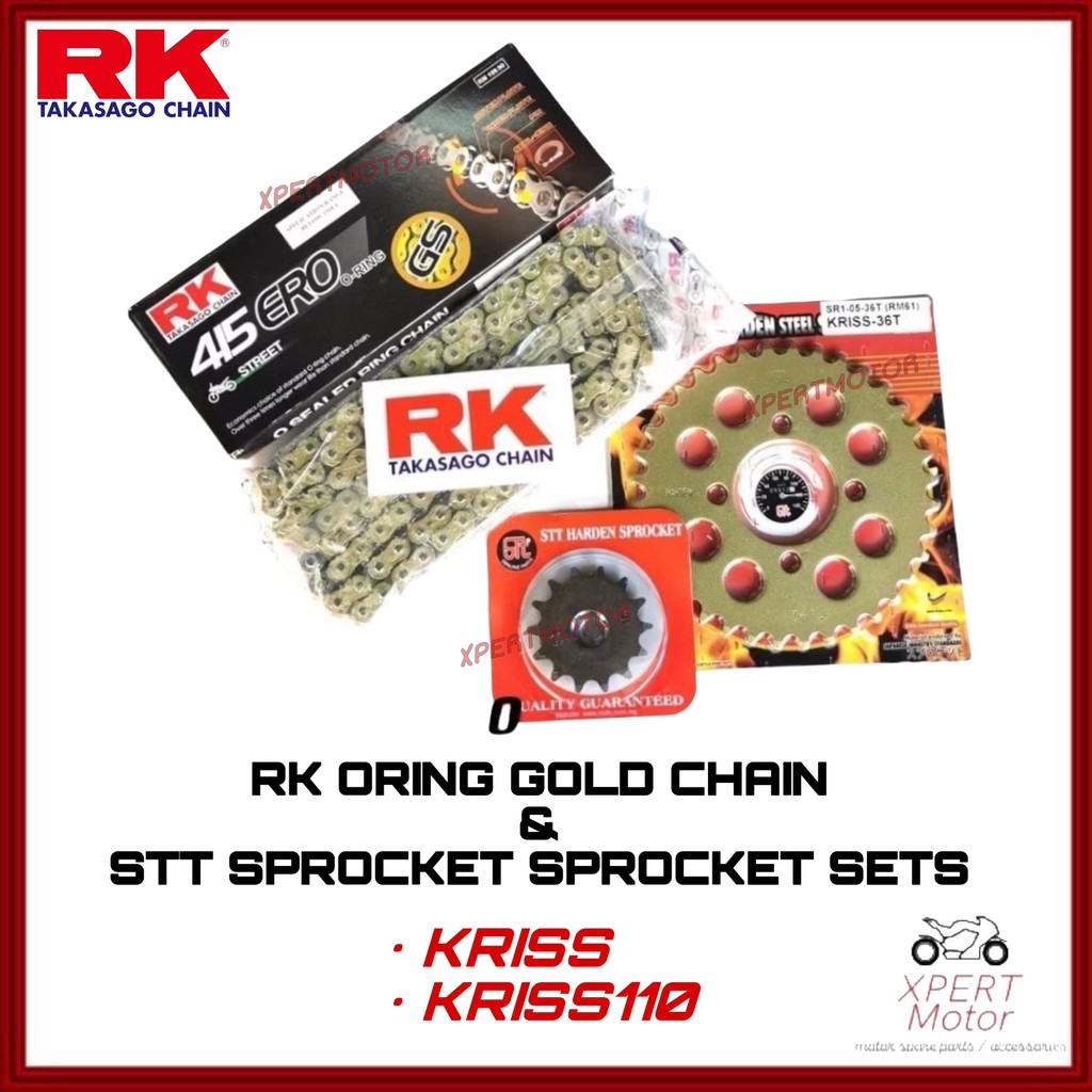 KRISS K110 415 RK ORING REAR SPROCKET ชุดเปิด RK GOLD CHAIN HARDEN STEEL