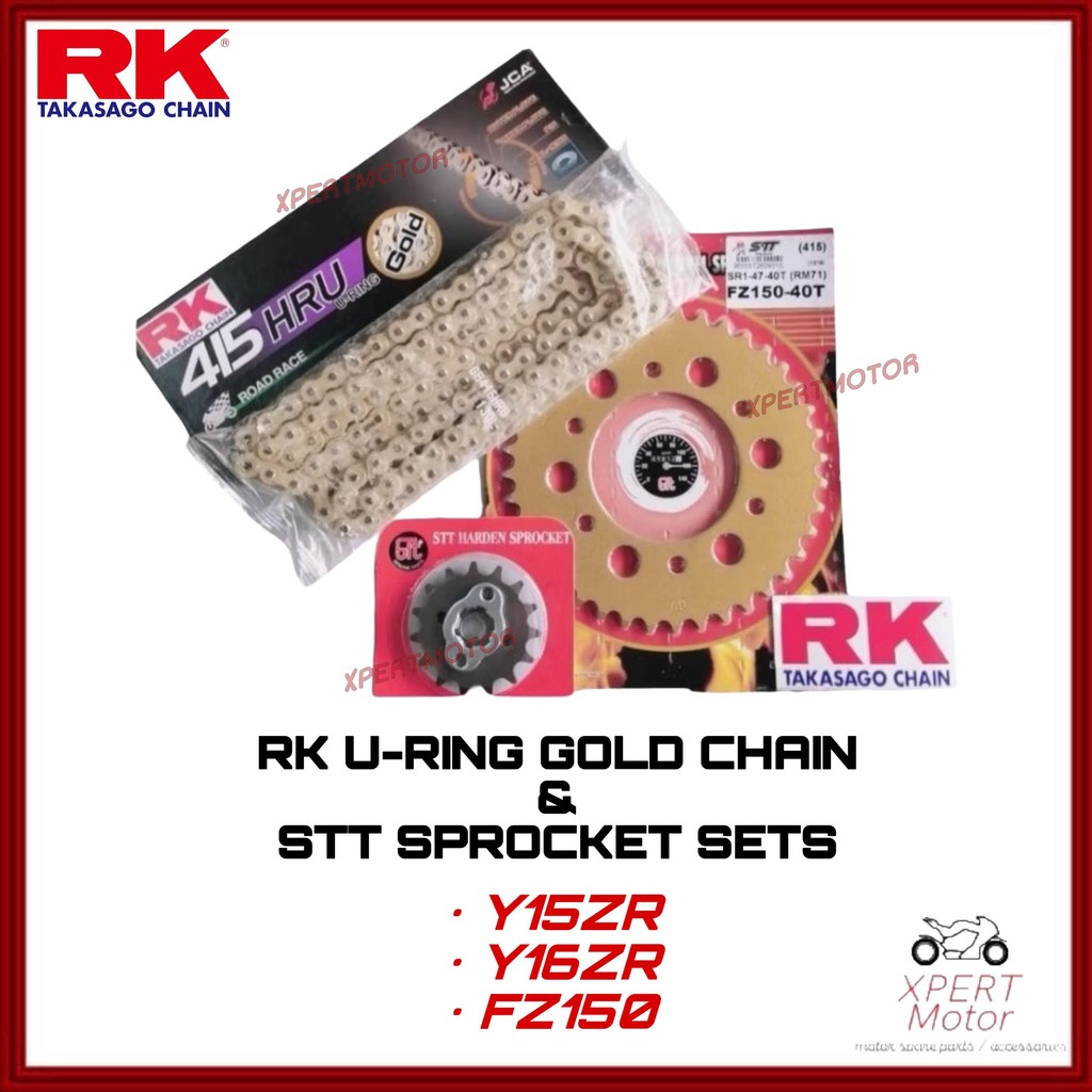 Y15ZR Y16ZR FZ150 415 HRU URING ชุดโซ่หลัง URING CHAIN RK GOLD HARDEN STEEL
