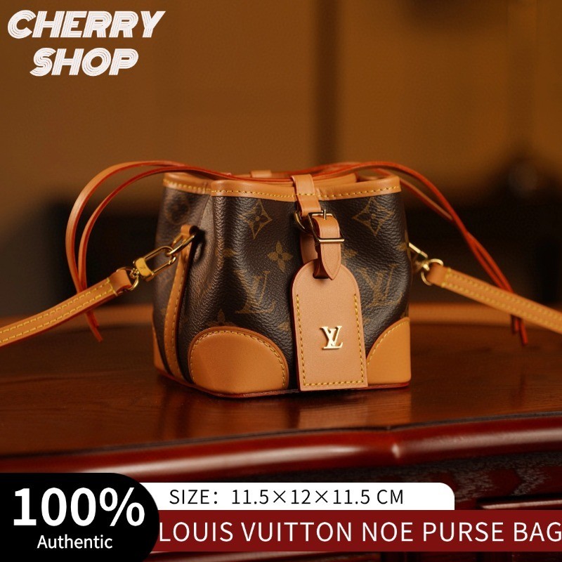 Louis Vuitton LV NOE PURSE กระเป๋าถือขนาดเล็ก LV กระเป๋าทรงถังผู้หญิง กระเป๋าสะพายข้าง