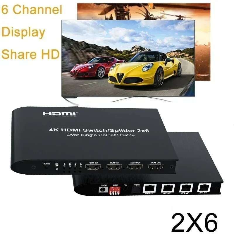 4k 30hz HDMI Extender 2x6 HDMI Switch Splitter 2 In 2 Out 4 RJ45 CAT5E Cat6 สายเคเบิลเครือข่ายพอร์ต 