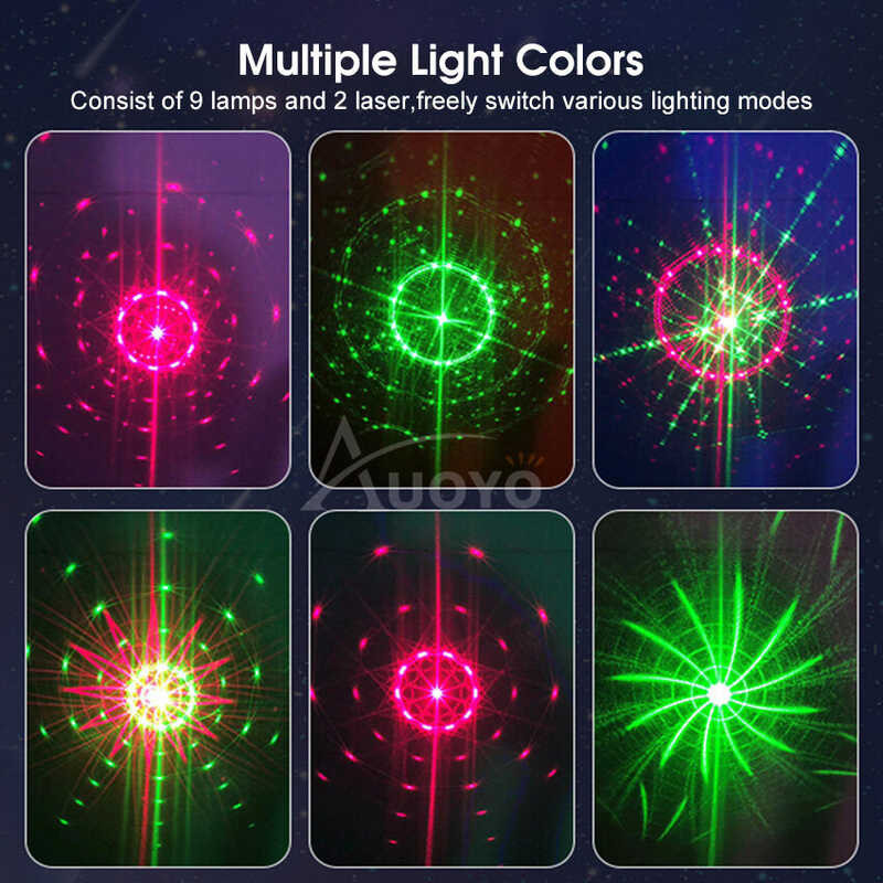 Laser Auoyo Stage Lights Home Party Projector ดีเจดิสโก้เสียงแฟลช RGB Led Laser