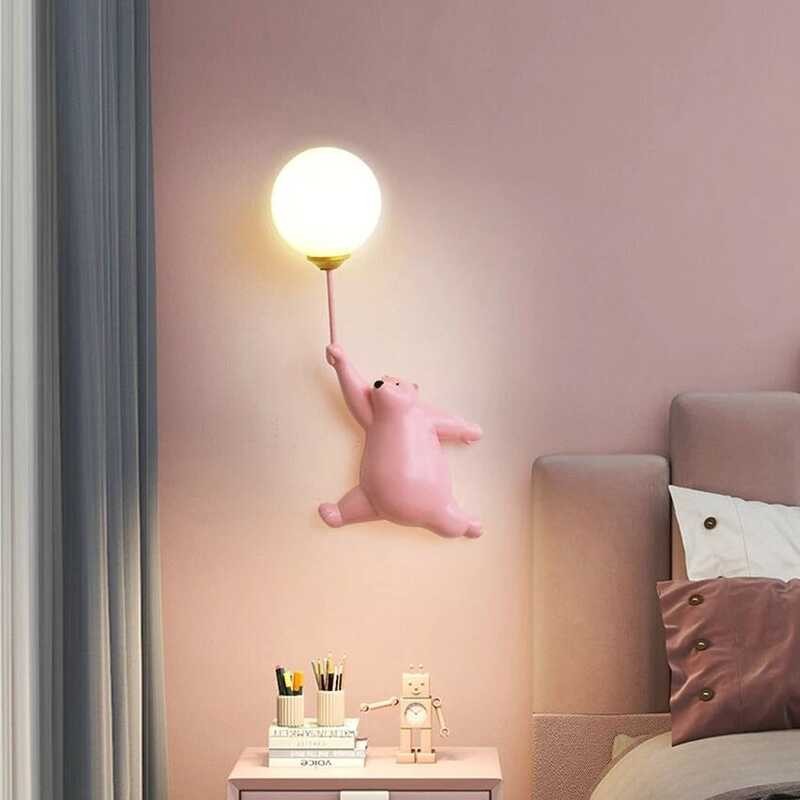 Lovely 🍀 Bear LED Wall Lamp Balloon Glass Children's Room Decorative Lighting Fixtures G9 Bulb
