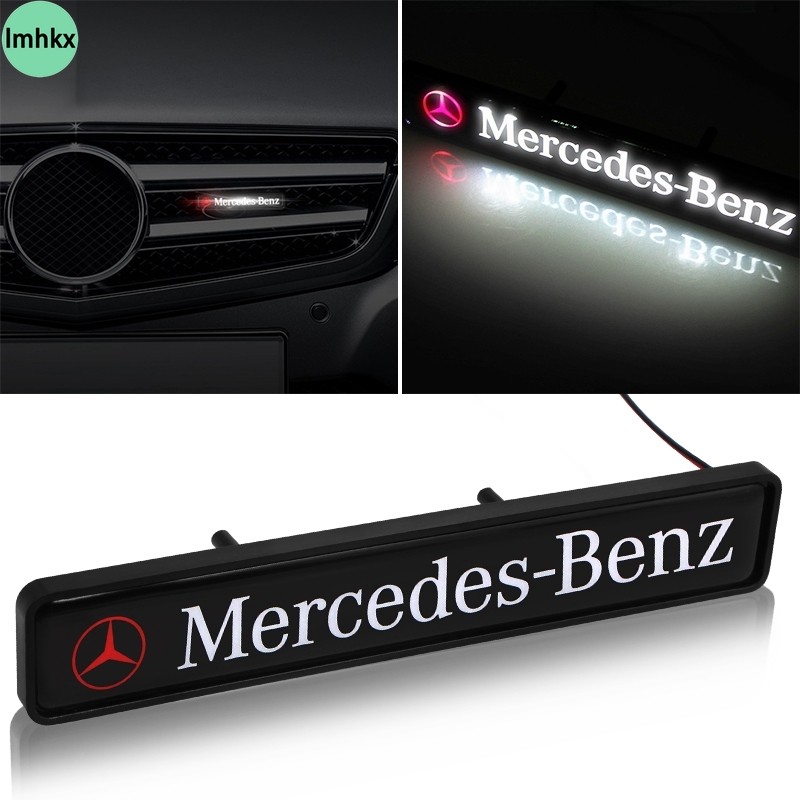 ในสต็อก kth0868 พร้อมไฟ LED รถกระจังหน้าป้ายสัญลักษณ์สติกเกอร์สําหรับ Mercedes-Benz W203 W210 W211 W