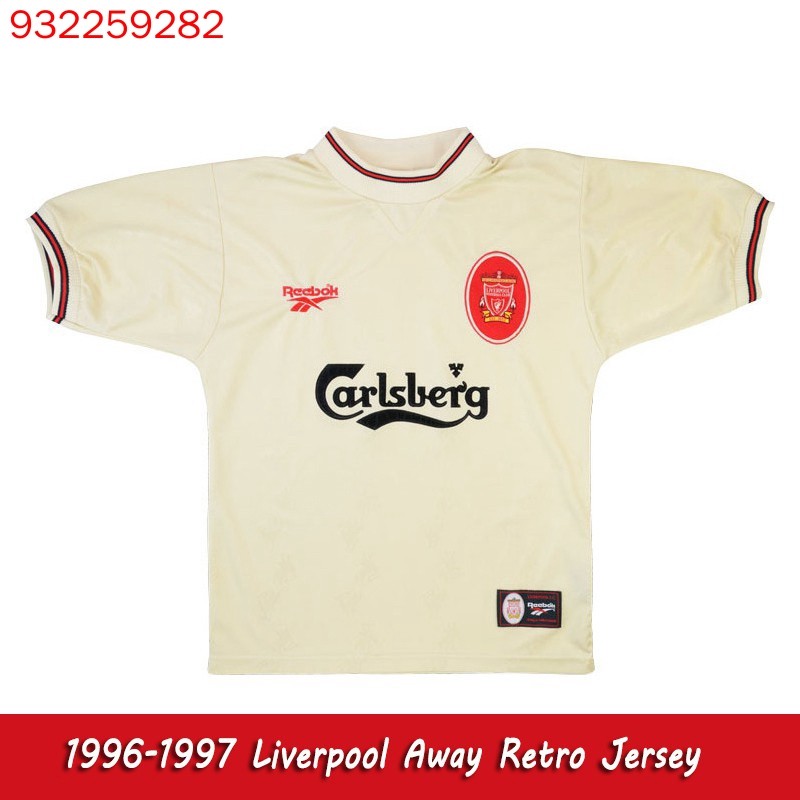 ในสต็อก คุณภาพสูงสุด 1996-1997 Liverpool LFC Away Retro Soccer Jerseys เสื้อฟุตบอล