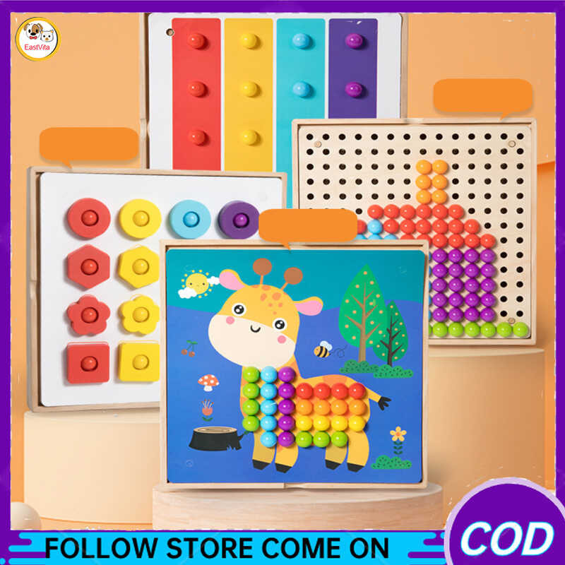 Mosaic Creative Puzzle Kid Toy Mushroom Nails Pegboard 3D Jigsaw Toys Puzzle Game Early Learning E