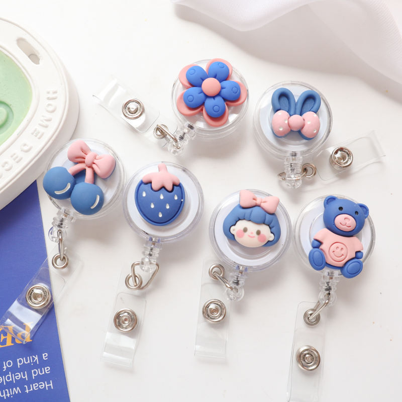 Klein Blue ins Simple Retractable Easy Pull Buckle Nurse Doctor Badge Holder Work Permit Work Permit