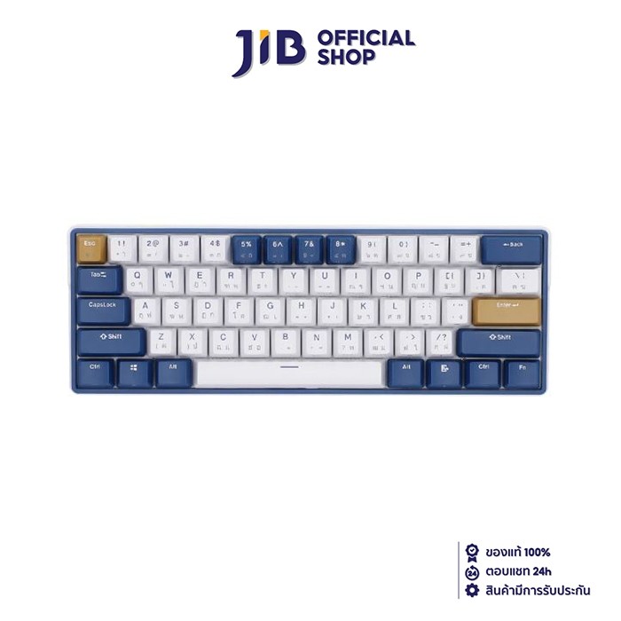 WIRELESS KEYBOARD (คีย์บอร์ดไร้สาย) ROYAL KLUDGE RK61 PLUS (WHITE-BLUE) (RK BLUE SWITCH - RGB LED -