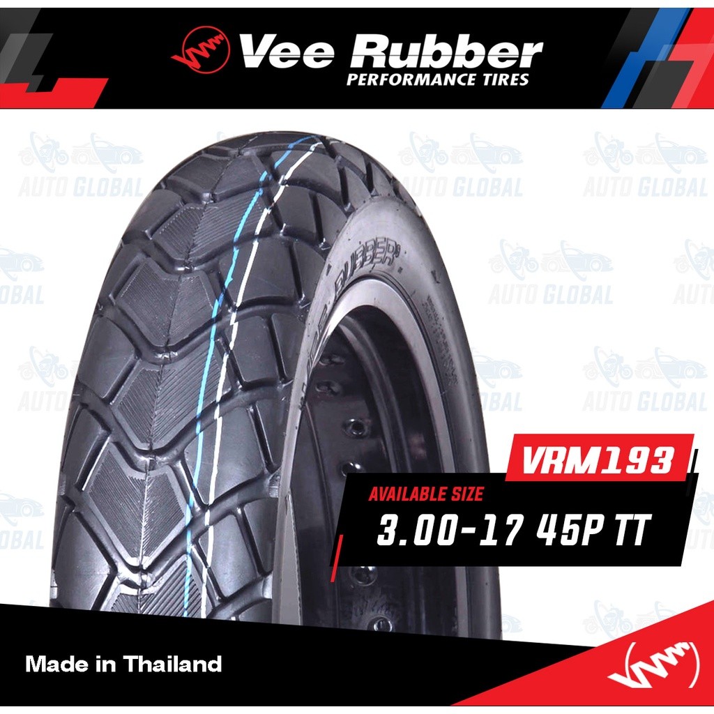 ในสต็อก 3.00-17 TT Vee Rubber VRM193 3.00 - 17 TT 45P (Tubetype) มอเตอร์ไซค์ / Dual Sports Adventure