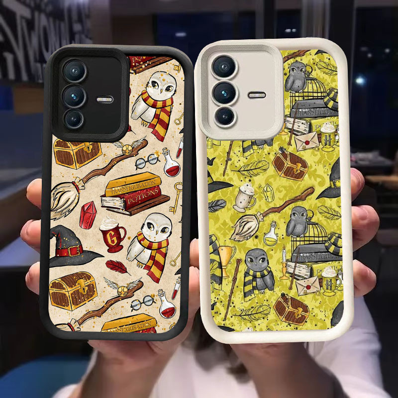 O-7 Hedwig Owl Casing สําหรับ VIVO V23E Y75 V23 Y200 5G สีดําและสีขาว