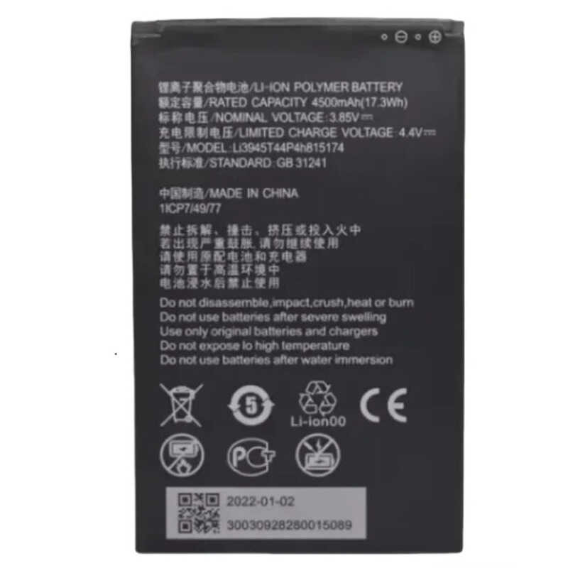 ▥ RUIXI 4500Mah Li3945t44p4h 815174 แบตเตอรี่สําหรับ ZTE Mu5001 Wifi6 5G แบบพกพา Wifi แบตเตอรี่
