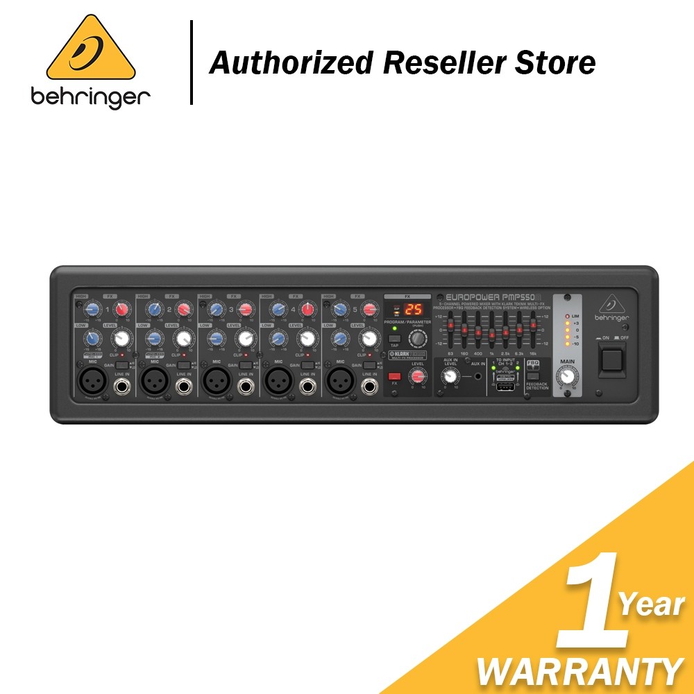 ในสต็อก Behringer Europower PMP550M มิกเซอร์ขับเคลื่อน 5 ช่อง 500 วัตต์ (PMP-550M / PMP 550M)