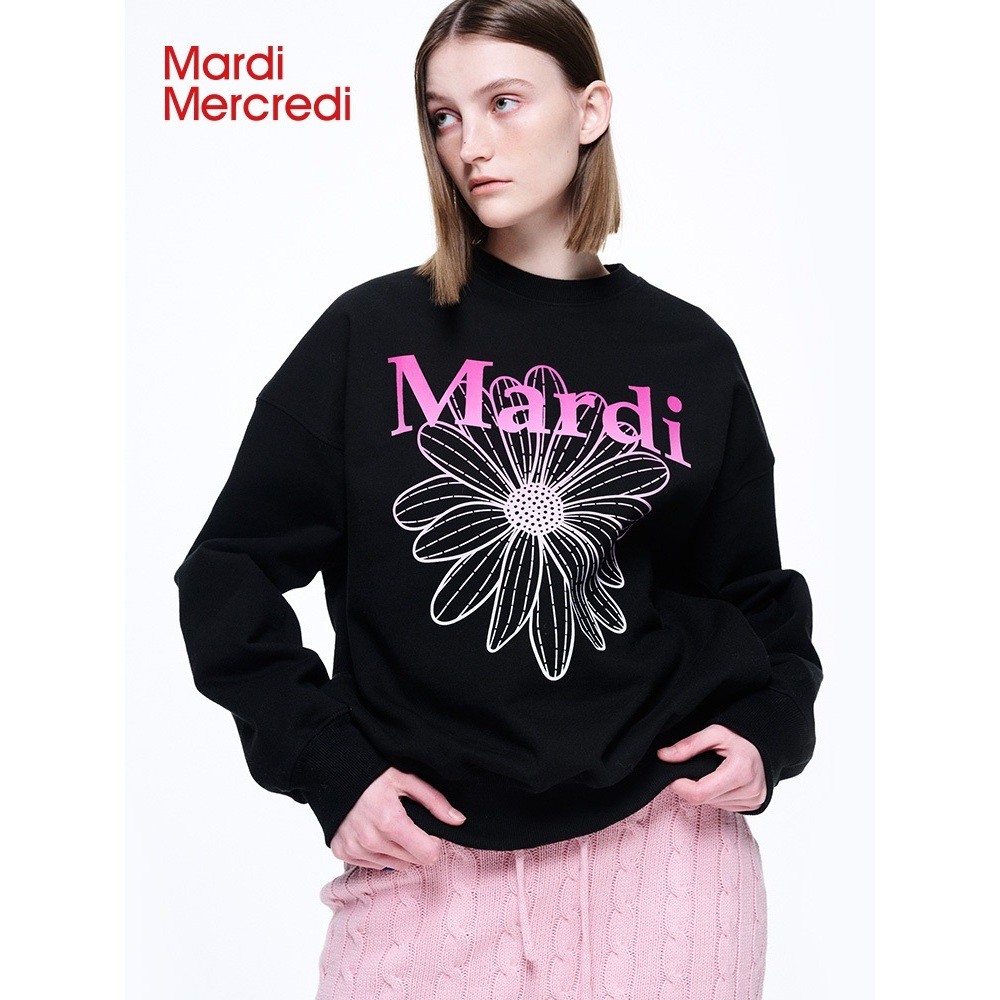 ♞【Official Store】 พร้อมส่ง ️ Mardi Mercredi SWEATSHIRT TRIPLE FLOWER ตัวอักษรไล่ระดับสี  ของแท้ 100