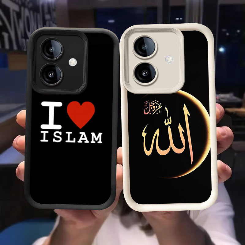O-59 Love มุสลิมคําคมอิสลามสําหรับ OPPO A3 A3X A5 Pro 5G สีดําและสีขาว
