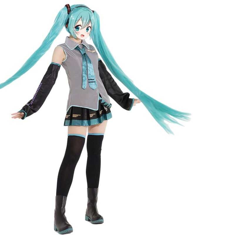 Miku Vocaloid Cosplay Wig Costume Japan Midi Dress Beginner Future Miku Cosplay Female Halloween W