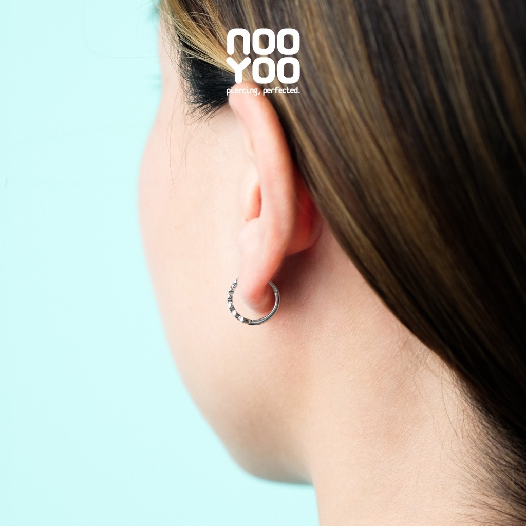 NooYoo ต่างหูสำหรับผิวแพ้ง่าย Hoop HEART Surgical Steel