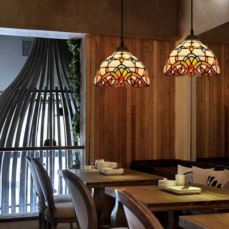 Mediterranean 🍀 Style Moroccan Lamp Stained Glass Shade Ac110v-220V Mosaic LED Pendant Lights